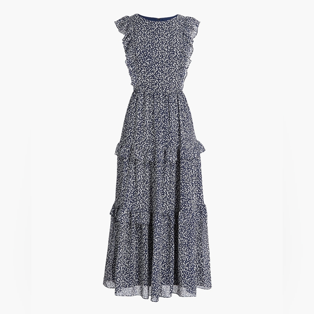 J. Crew Tiered Ruffle Maxi Dress Floral